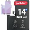 MOBILEX® Batteria per iPhone 14 Pro MAX | 4700mAh - OEM | Ricambio interno con adesivo | Chip TI | Alta capacità