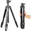 Fotopro X-AIRFLY 160 cm Treppiede Carbonio - Tubi 25 mm, Sfera 30 mm, Carico 5 kg, Blocco Metallo, Monopiede, Supporto Telefono, Treppiede Viaggio, Grigio
