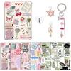 HTTDSLF Set Accessori Decorativi per Kindle Paperwhite 11ª/12ª Generazione, 6 Inserts per Custodia Trasparente per E-Reader, inclusi 2 tappi antipolvere USB-C con charms, portachiavi ciondolo