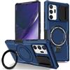 Kainevy Cover per Samsung Note 20 Ultra 5G Magnetica con Anello Supporto, Militare Grado Antiurto Morbido TPU & Rigido PC Nero Custodia con Protezione Fotocamera Slidable Case (Blu reale)