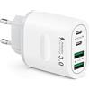 Tupneuf Caricatore USB C, 4 porte, spina multipla da 60 W, USB C, adattatore USB PD 3.0, caricatore rapido USB, spina di ricarica rapida per iPhone 16, 15, 14, 13, 12, 11 Pro Max, iPad, Samsung, telefoni