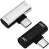 Be In Your Mind 2 adattatori sdoppiatori di tipo C USB-C per ricarica/chiamata/remoto/musica 2 in 1 convertitore di tipo C compatibile con Huawei, compatibile con Honor, compatibile con Xiaomi (nero +