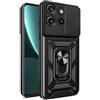 YANJIEER ESONG Cover Antiurto per Motorola Edge 50 Neo, Custodia Armor Protettiva di Grado Militare, Scorrevole Fotocamera Proteggi, Magnetica Anello Supporto,Hard PC&TPU Bumper Case Nero