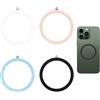 Hukneqn 4 Pezzi Anello Universale Compatibile con Magsafe, Anello Universale di Conversione per Ricarica Wireless Magnetica, Compatibile con iPhone Serie 15/14/13/12 e Galaxy serie, Nero, Bianco, Blu, Rosa