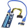 JSER PCI-E 1x a 16x Mining Machine Enhanced Extender Riser Adapter con USB 3.0 e cavo di alimentazione 6Pin