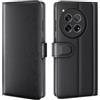 COQUE Custodia OnePlus 12 Shell, Custodia Flip in Vera Pelle di Vacchetta con Slot per Schede Custodia in Pelle per OnePlus 12-Nero