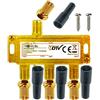 TronicXL Splitter Satellitare 3 Vie Partitore Antenna Tv da Interno con Connettore Aerial F Splitter Ripartitore Terrestre Broadband 1 Ingresso 3 Uscita Cavo 5-2500MHz + Adattatore Set