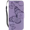 DENDICO Cover per iPhone 5 / iPhone 5s / iPhone SE, Pelle Portafoglio Custodia Custodia a Libro con Funzione di appoggio e Porta Carte di Credito - Viola