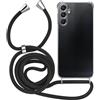 MyGadget Cover con Cordino per Samsung Galaxy A24 4G / A25 5G - Custodia con Corda - Case Trasparente Antiurto con Laccio/Tracolla - Practical Stylish - Nero