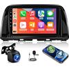 Techschermo 2GB+64GB Autoradio Android per Mazda CX-5 2012-2015 con CarPlay&Android Auto Senza Fili, 9 Pollici Touchscreen Auto Radio con EQ DSP, WiFi, Navigazione GPS, FM RDS, Bluetooth+Telecamera di Retromarcia