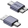 QIANRENON 10Gbps USB C a Micro B Disco rigido esterno Adattatore USB Type C Maschio a USB3.0 Micro B Maschio Dati Ricarica Connettore, per Disco Rigido Esterno SSD Fotocamera Digitale Telefono, 2Pcs