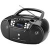 Dual, 75961, DAB-P AA8210, radio CD -DAB(+)/FM, Boombox, lettore CD, altoparlante stereo, porta USB, ingresso Aux, funzionamento a batteria, portatile, nero