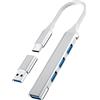 La Brodée Hub USB C, 4 porte Mini USB Dongle con adattatore USB C a USB, Hub espansore USB C per laptop (3 USB2.0, 1 USB3.0), Hub dati portatile ultra sottile per MacBook Pro/Air, iMac, XPS, PC (argento)