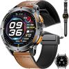 LIGE GPS Smartwatch Uomo, 1.43 AMOLED Militare Orologio Smart Watch con Chiamate Bluetooth/Torcia LED/Bussola/120+ Modalità Sportive per iOS Android, Monitoraggio Sonno/530mAh Batteria, Marrone