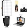 flintronic LED Luce Selfie con Clips per Telefono, Luce Selfie Portatile, 60 LED, Alta Potenza 1500mAh Ricaricabile CRI 95+, Luci della Fotocamera Dimmerabile 2700-6500 K, 3 Modalità di Luci