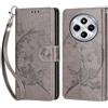 KENHONER Compatibile Cover con Xiaomi Redmi 14C,Premium Pelle PU Portafoglio Flip Libro Custodia Cover per Xiaomi Poco C75 [Protezione Completa] (Grigio Farfalla)