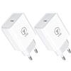 YYQ Caricatore USB C 20W, Caricabatterie Cellulare Rapido Compatibile con iPhone 15 14 13 PRO Max SE XS Max XR 8, Galaxy S24/S23 Ultra S20 S9, iPad Pro/Air/Mini (2 Pack)