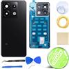 iStable Vetro Posteriore Scocca Compatibile con Xiaomi Redmi Note 13 PRO 5G Back Cover Copri Imposta Nero