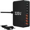 BOTEWO Caricatore USB C: 240 W 8 porte alimentatore di rete adattatore multiplo caricatore con 4 USB-C&A, caricatore rapido PD 3.0 caricatore alimentatore di rete (320W)