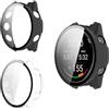 Yenwen Custodia per Garmin Forerunner 970 Cover, 2 Pezzi HD Anti-Graffio Case, Schermo Vetro Temperato, Silicone TPU Custodia Antiurto Protettiva - Trasparente + Nero