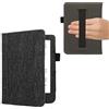 kwmobile Flip-Cover Compatibile con Kobo Clara BW/Colour - Full-Case Anti-graffio con Porta-Carte Fascia Prensile - Tessuto Grigio Scuro