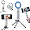 LIDOUYA Mini treppiede magnetico pieghevole in alluminio, supporto per cellulare compatibile con iPhone 16, 15, 14, 13, 12, treppiede per creatori di contenuti con vite da 1/4 e anello magnetico