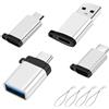 leizhan Adattatore USB C (4 pezzi argento), da maschio TC a femmina Micro, da maschio Micro a femmina TC, da USB3.0 a TC, da TC a USB3.0, con cordino, compatibile con MacBook Pro, smartphone, tablet, computer