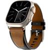 TOPsic Cinturino per Apple Watch Ultra 2 49mm, Bracciale di Ricambio Classico in Pelle Patchwork Bicolore Nero + Marrone, Montaggio Rapido, Adatta Polsi da 150-240 mm