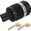 Monosaudio Spina di alimentazione HiFi F180, nera, presa IEC C7 | Rame puro OFC 4N, 25 A, 250 V, spina Schuko