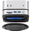 ORICO Dock e Supporto ORICO MiniLink per Mac mini M4, Hub USB C in Alluminio con Custodia SSD per M.2 NVMe/SATA, 2 porte USB 3.2 a 10Gbps, SD/TF 3.0, Dock Argento per Mac mini M4 / M4 Pro - M49P