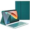 KMXDD Custodia per tastiera per iPad Air 11 M3/M2, Air 5a 4a generazione 11, iPad Pro 11 1a/2a/3a/4a generazione con tastiera Bluetooth staccabile wireless (verde scuro)