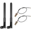 Amztour Antenna WiFi 2 Pezzi 8dBi RP-SMA Dual Band 2.4/5/5.8GHz + 2 Pezzi 25CM U.FL/IPEX a RP SMA Cavo Pigtail Femmina per Telecamera Router WiFi FPV UAV Drone P-S4 Build