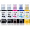 DLMELHOR Compatibile per EPN 502 4 colori kit di ricarica inchiostro per EcoTank ET2760 ET-4760 ET2750 ET-3760 ET-2850 ET-15000 ET-3710 ET-3850 ET-3750 ET-4850 ET-3830 2 x nero, 1 x Ciano, 1 magenta, 1 giallo,