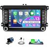 Surakey 2G+32G Android 13 Autoradio per VW Golf PASSAT POLO TOURAN SEAT SKODA con Wireless CarPlay Android Auto 7 Pollici Touchscreen Stereo con Bluetooth WiFi GPS Navi SWC FM/RDS Retrocamera