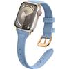WoPail Cinturino in Pelle Donna per Apple Watch 41mm 40mm 38mm per Apple Watch Series 10/9/8/7/6/5/4/3/2/1 Donna Elegante Sottile Cinturino di Ricambio per Apple Watch SE 2/SE Blu