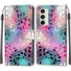 KENHONER Custodia per Samsung Galaxy S24 FE 5G, foglia | Portafoglio Pelle PU, Magnetica, Resistente Agli Urti, Scomparto Carte Credito, Pieghevole, Flip Libro, Motivo