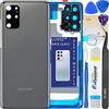 LUVSS Coperchio Copribatteria Scocca Vetro Posteriore Imposta per Samsung Galaxy S20+ Plus SM-G985 G986B/DS -Grigio