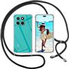 ISOI Cover con Cordino per Honor X8c, Custodia Trasparente con Collana Tracolla Laccio Collo Ultra Sottile Morbido TPU Silicone Antiurto AntiGraffio Case, Nero