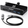 ORICO Hub USB 3.0, Hub USB a pinza con lettore di schede SD/TF, Splitter USB con 2 porte USB-A 3.0, audio da 3,5 mm, 5 Gbps, collegamento alimentazione 5V, per monitor, desktop