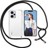 ISOI Cover con Cordino per Xxiaomi Redmi Note 12+ Pro Plus, Custodia Trasparente con Collana Tracolla Laccio Collo Ultra Sottile Morbido TPU Silicone Antiurto AntiGraffio Antiscivolo Case, Nero