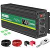 JIGUUN 2000W inverter 12v 220v onda pura Trasformatore con 2 prese EU e una porta USB 2.4A Telecomando senza fili e display LCD Potenza di picco 4000W per camion camper emergenza