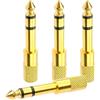 Ieron 4 Pezzi Adattatore Jack per Cuffie da 6,5 mm Maschio a 3,5 mm Femmina, Convertitore Aux Adattatore Audio Stereo per Ricevitore DAC Mixer Hi-Fi Amplificatore Altoparlante Placcato Oro