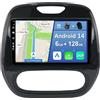 YUNTX [6GB+128GB] Android 14 Autoradio per Renault Captur (2014-2019)-[Incorporato Carplay/Android Auto/DSP/GPS]-9 Pollice IPS 2.5D Touch Screen-CAM+MIC-DAB/AHD Camera/Bluetooth 5.0/Mirror Link