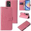 LBH Custodia per telefono cellulare per Samsung Galaxy A34 5G, custodia a portafoglio con funzione stand, motivo a fiori e farfalle, protezione a 360 gradi, chiusura magnetica, colore rose gold
