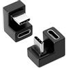 Puiseno Adattatore USB C 180 gradi a forma di U 2 pezzi, adattatore ad angolo USB-C 3.1, OTG 100 W PD, ricarica rapida, trasmissione audio/video, compatibile con MacBook, switch, Samsung Galaxy, Google Pixel
