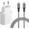 KAIMENGLONG Caricatore Rapido USB C da 25 W con Cavo USB C in Nylon da 2 m Compatibile con Samsung Galaxy S25/S24/S23/S22/S21/S20 Ultra/S25+ 5G/S10e/S10/S9/S8/ Note20/10/9/A55/A54/A52/M51/A32/A42