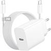 KINPEE 25W Caricatore USB C Rapido con Cavo USB C 3 Metri, Caricatore Type C Spinotto Caricabatterie Rapido for iPhone 17 16 15 Series/iPad, Adattatore Spina USB c Presa USBC Alimentatore Fast Charger Type C