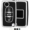OFF WE GO Cover Chiave Guscio Chiavi per Peugeot 107 207 307 407 607 208 308 408 Custodia Coprichiave per Citroen C2 C3 C4 C5 C6 C8 Chiave Macchina Copri Chiavi Telecomando Auto Portachiavi, Nero