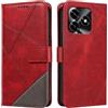 XINNI Cover per Honor X5c Plus Custodia, Cellulare Libro Antiurto Flip Pelle PU/TPU, Portafoglio Flip Magnetica Case, Rosso