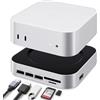 OFFCUP Docking Station Compatibile con Mac Mini M4, Dock Station con Alloggiamento SSD M.2 NVMe Lettore di Schede SD TF 6 Porte USB 3.2 10Gbps USB C Hub Dual-Channel Dual Full-Speed Dock Stand